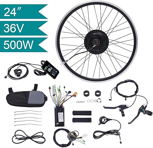 Miniatura 3 de Kit de conversión de bicicleta eléctrica de 24 pulgadas, rueda delantera y trasera, kit de conversión de motor de bicicleta eléctrica de 36 V 500 W,