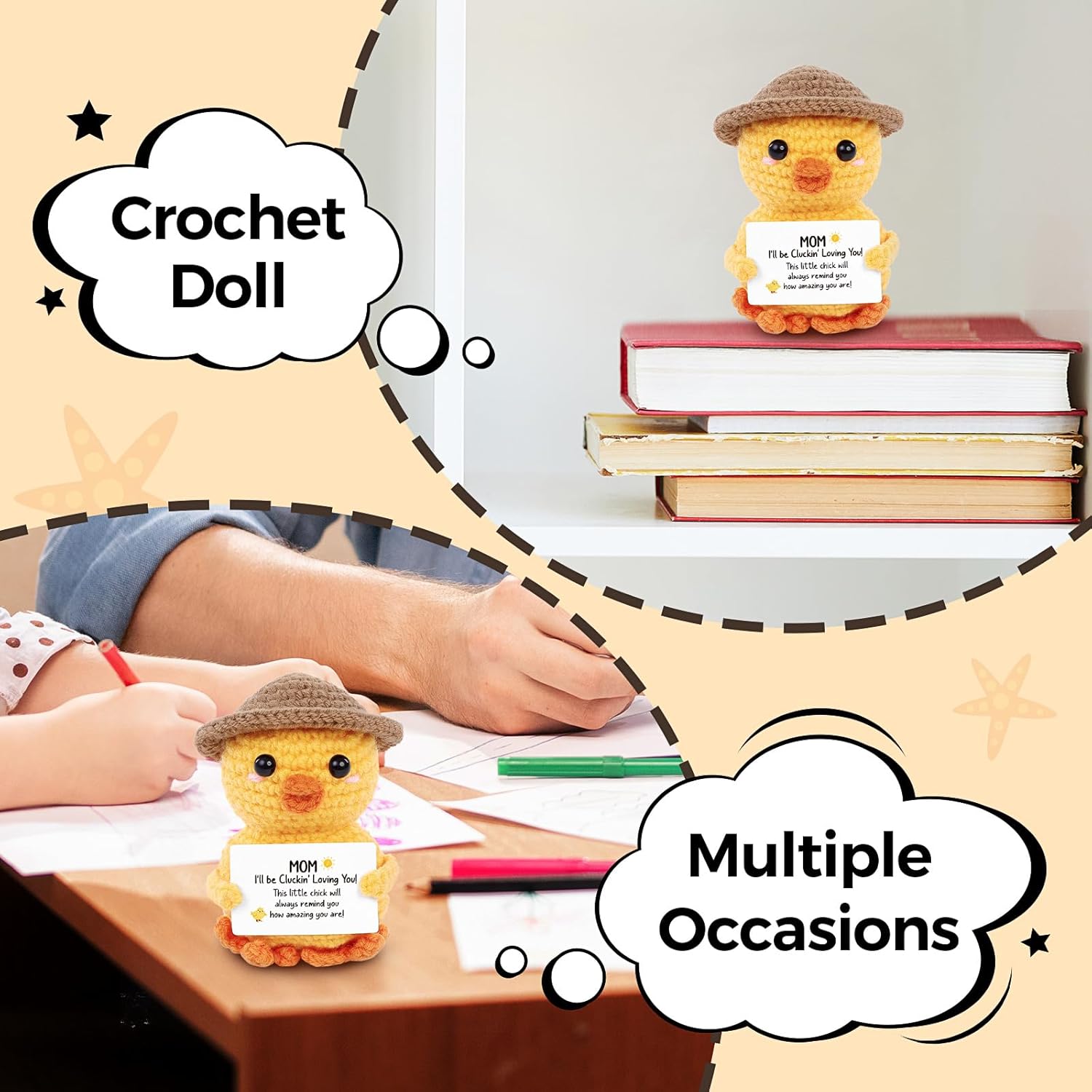 Valentines Gifts for Mom, Handmade Crochet Emotional Support Chicken, Birthday Gifts for Mom, Women, Mother in Law, Cute Chicken Desk Decor, Funny I Love You Stocking Stuffers for Moms - Image 5