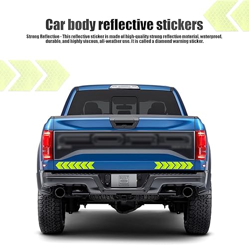 Miniatura 6 de QODOLSI Paquete de 12 calcomanías reflectantes fuertes, 1.57 x 1.77 pulgadas, calcomanías de flecha de advertencia de seguridad nocturna para