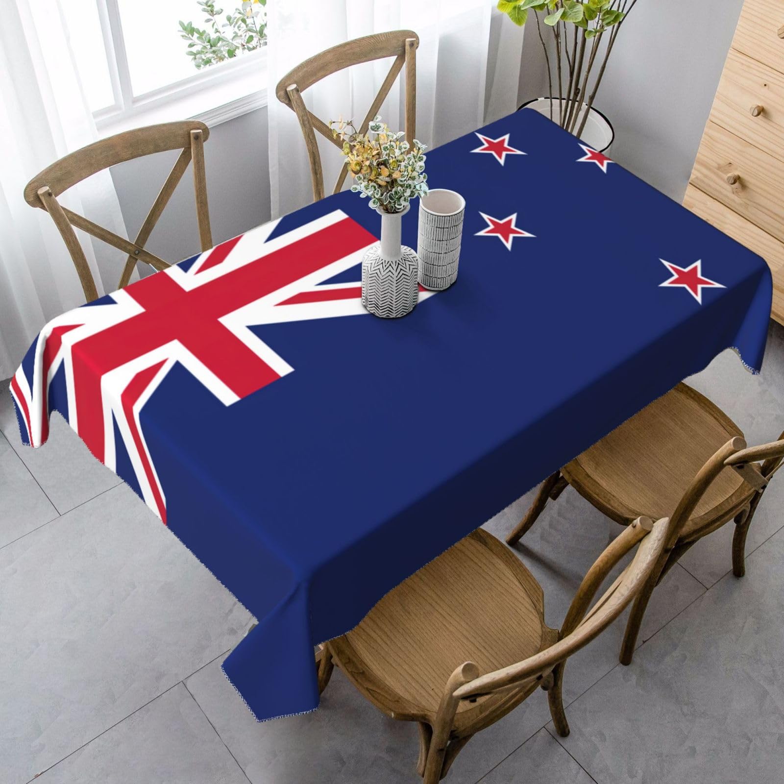 LNNIUK New Zealand Flag Print Rectangle Table Cloth Kitchen Table Cover for Dining, Party, Farmhouse, Outdoor Picnic