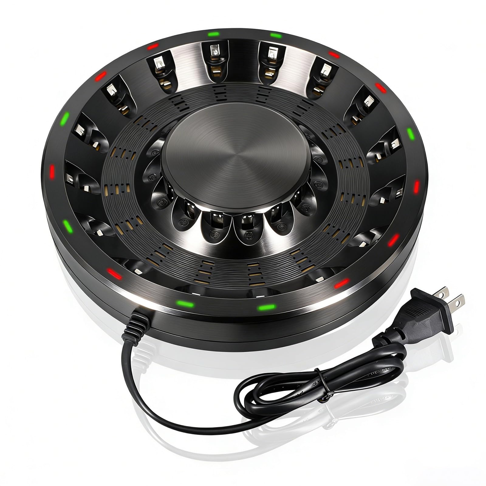 Chargeur de batterie 16 baies AA AAA (mise à jour, charge haute vitesse) avec lumière LED intelligente et prise, pour piles rechargeables NIMH NICD et plus encore