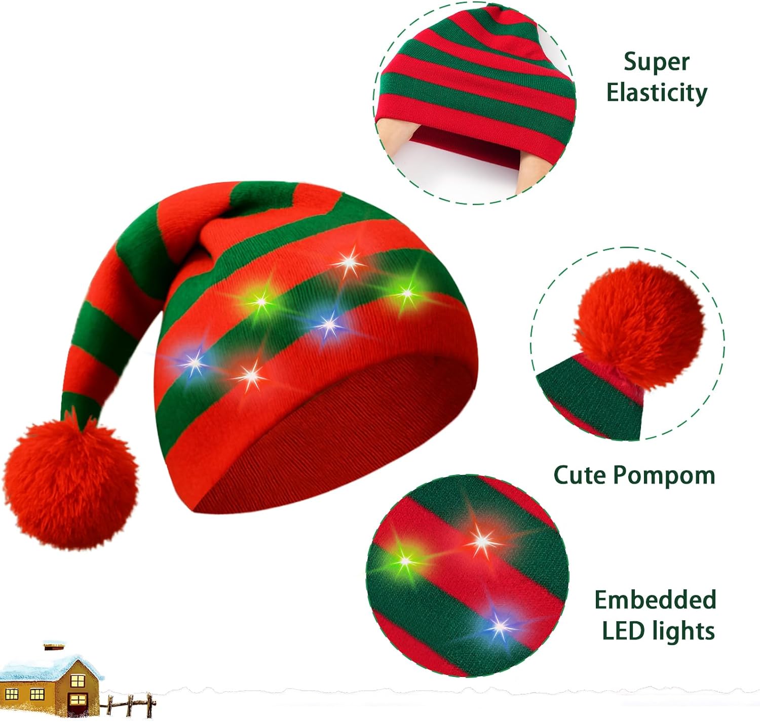 Christmas Light Up Beanie Funny Warm Winter Hats, for Adults Women Men Teens - Image 4