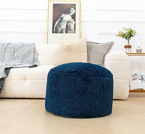 Miniatura 10 de Puf Otomano Sin Relleno Redondo Reposapiés Puf Otomano Sin Relleno Taburete de Piso para Pies con Almacenamiento para Sala de Estar Dormitorio Funda