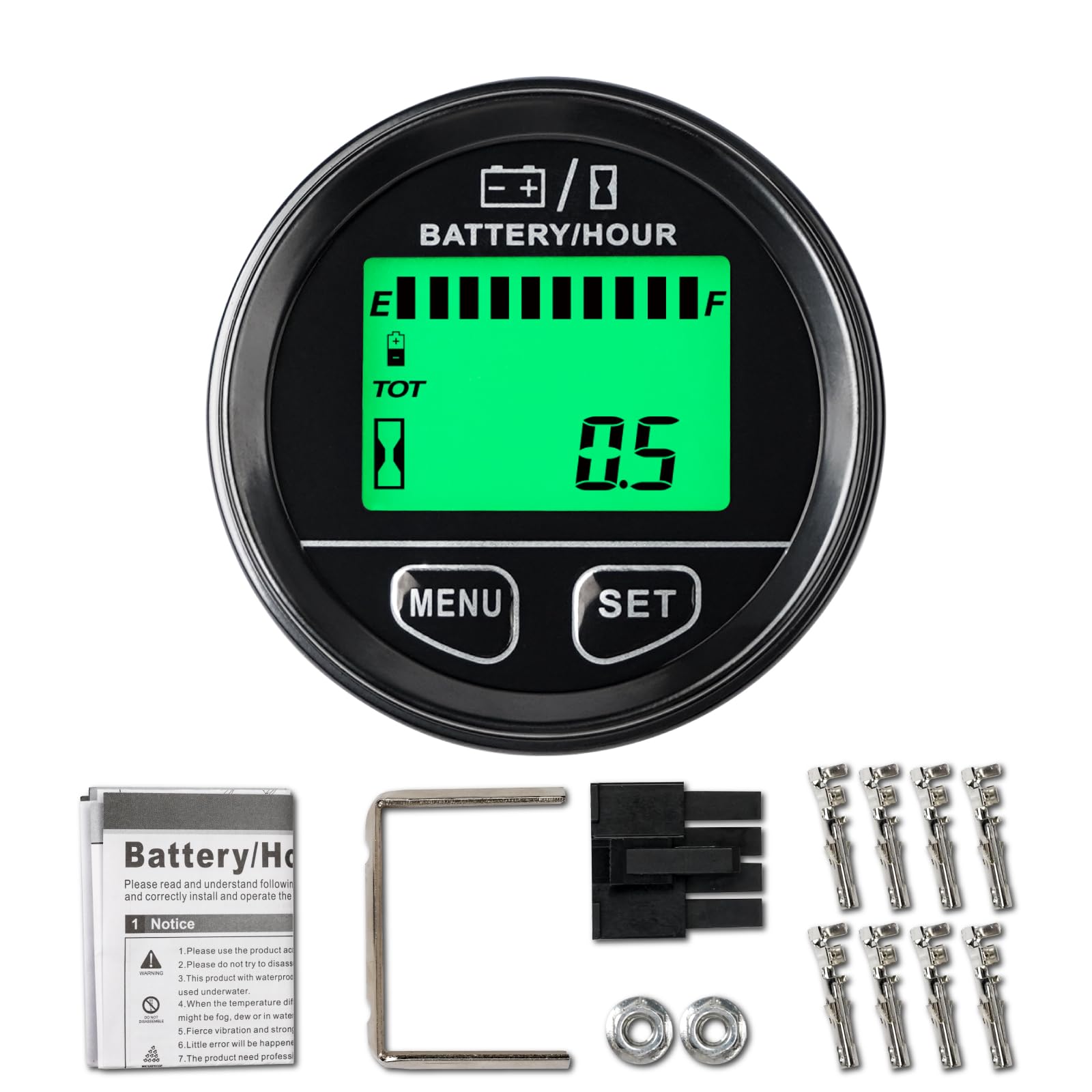 Indicatore di capacità della batteria DC12~48V Misuratore di ore Impermeabile Misuratore di tensione Uso per batterie al piombo GEL Batterie LiFeO4 Batterie e altre batterie
