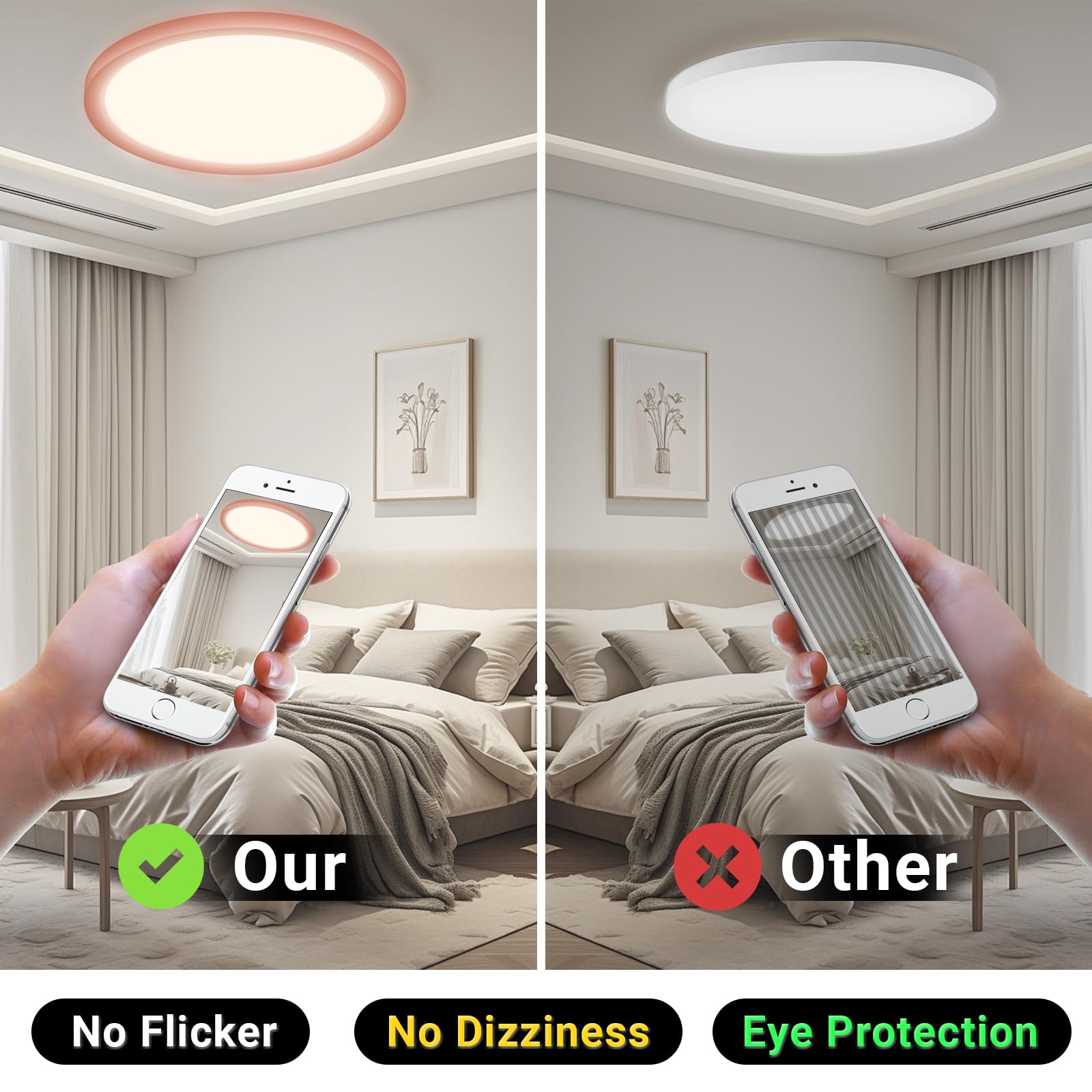 LQWELL® Plafoniera Lampada da soffitto a LED, Lampada da bagno impermeabile IP44 Rotonda Piatta 18W 4000K 1600LM Sottile per Soggiorno Bagno Camera da letto Cucina Seminterrato Ufficio, 220 * 24mm