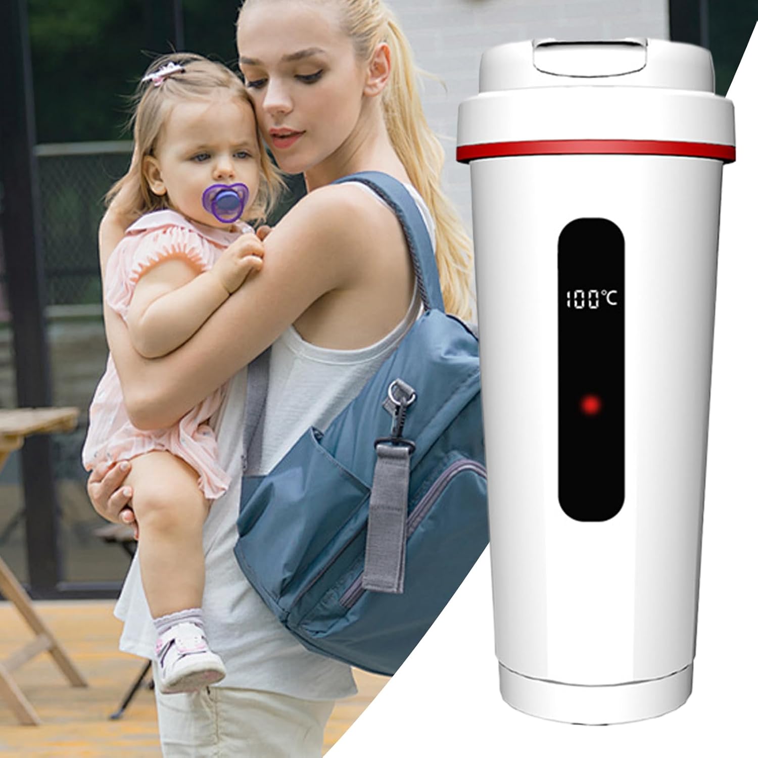 Heated Flask, Car Electric Kettle, Stainless Steel Bottle, Thermostatic Cup for Coffee Water Tea Milk, Instant Warmer Travel Truck Boat SUV Dorm Kitchen Picnic RV Airplane Road