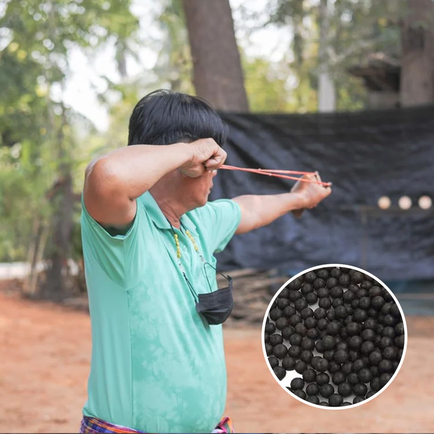 Billes d'argile dures Noires 9 mm (500 g), Boules de Boue, biodégradables, pour l'entraînement