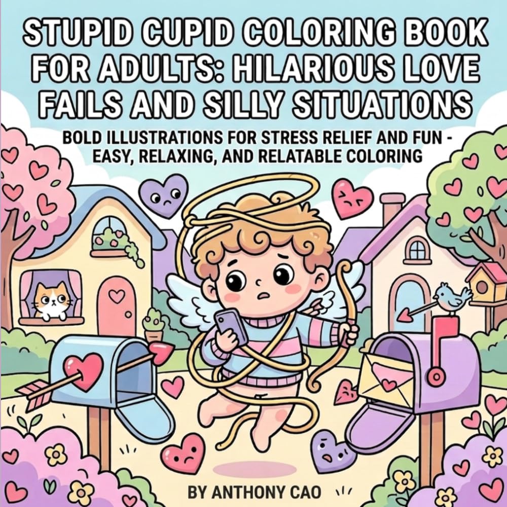 Stupid Cupid Coloring Book for Adults: Hilarious Love Fails and Silly Situations: Bold Illustrations for Stress Relief and Fun - Easy, Relaxing, and Relatable Coloring