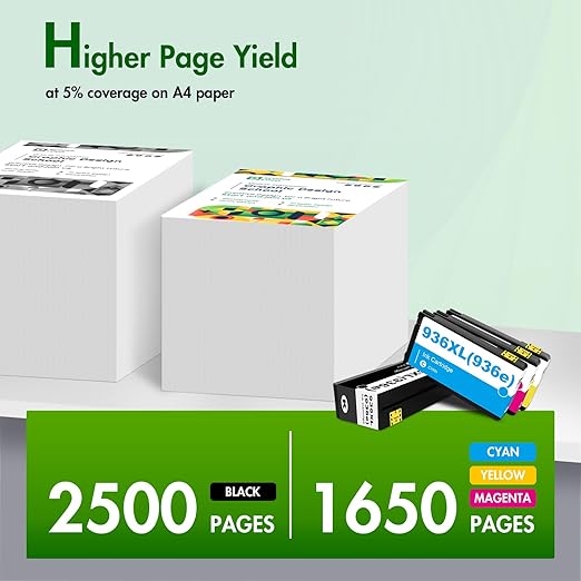 936XL 936 Ink Cartridges Combo Pack: Replacement for HP 936e Ink 936XL Black and 936 Color Combo Pack for HP OfficeJet Pro 9125e 9120e 9730e 9130 9135e 9122e 9128e 9110b 9120b 9130b 9130e Printer thumbnail 3