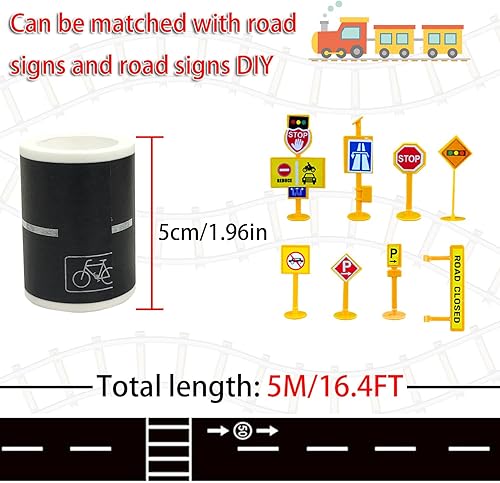 Miniatura 2 de BOROLA Cinta de ferrocarril de carretera para autos de juguete, trenes de pista, perfecta para mantener a tus hijos alejados de las pantallas,