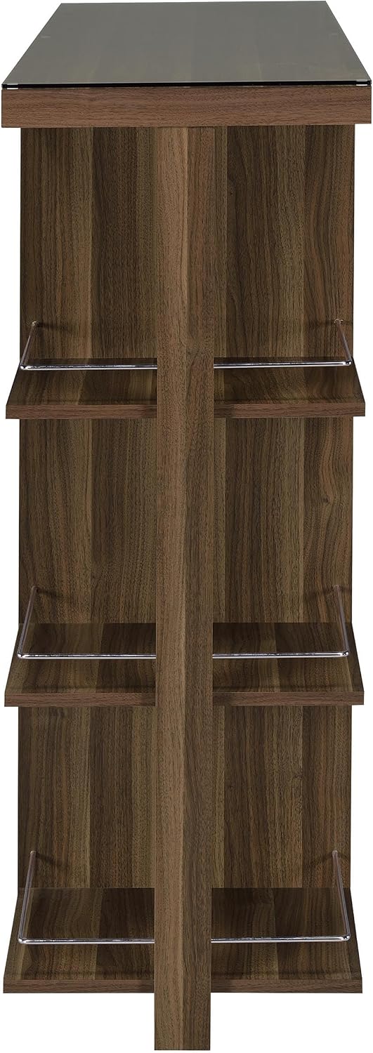 Coaster Home Furnishings - Evelio - Wood & Glass - 6-Shelf Bar Cabinet with Bottle Rack and Glass Top - Dining Room & Home Bar - Walnut - 100439