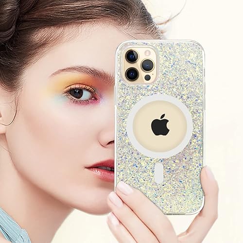 Miniatura 2 de ESTPEAK Funda magnética brillante para iPhone 14 Pro Max compatible con MagSafe bonito diseño de purpurina brillante estética delgada a prueba de
