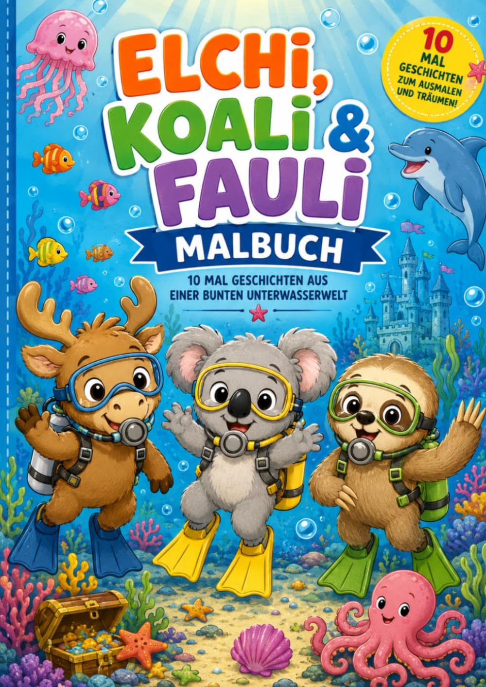 Elchi, Koali & Fauli - Das große Abenteuer - Malbuch: Viele liebevoll gestaltete Ausmalbilder mit Elchi, Koali & Fauli - Piraten, Dinosaurier, Safari, Unterwasserwelt und Weihnachtszauber