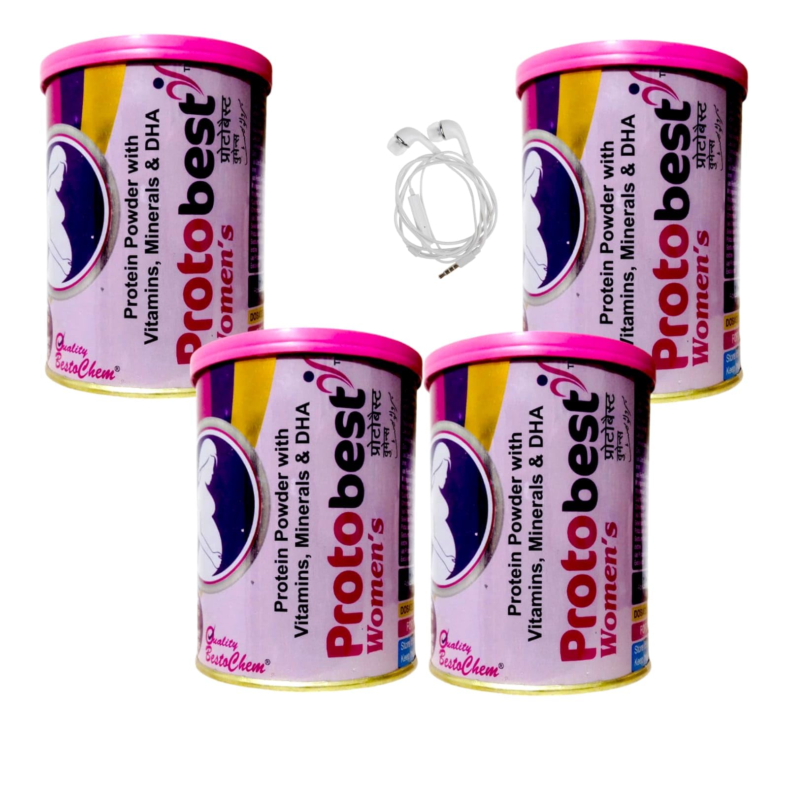 protobast mom protein powder vitamins minerals and dha powder 200g pack of 4 with earphone