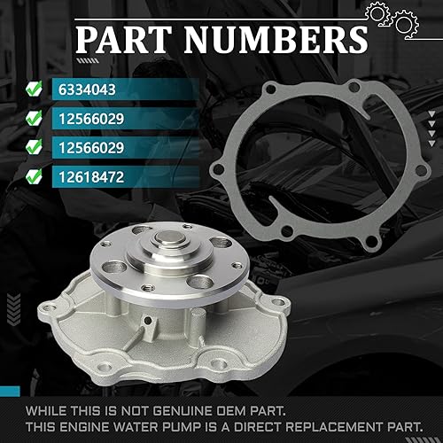 Miniatura 2 de IRONTEK Kit de bomba de agua para motor apto para Cadillac ATSCTSSRXSTSXTS, para GMC AcadiaCanyonTerrain, para Buick Allure, para Chevy