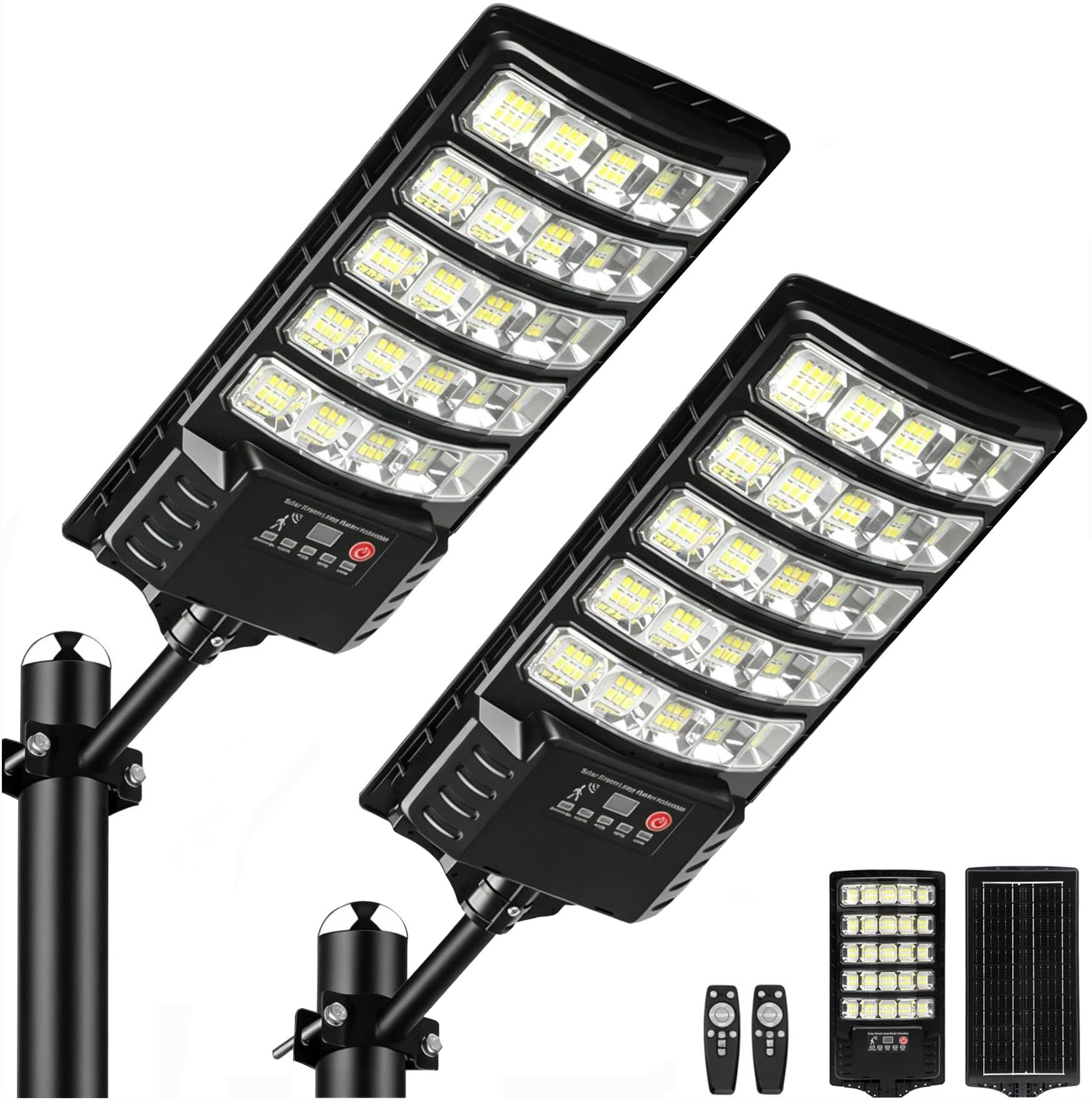 2-Pack Solar Street Lights Outdoor, Motion Sensor Flood Light, Dusk to Dawn