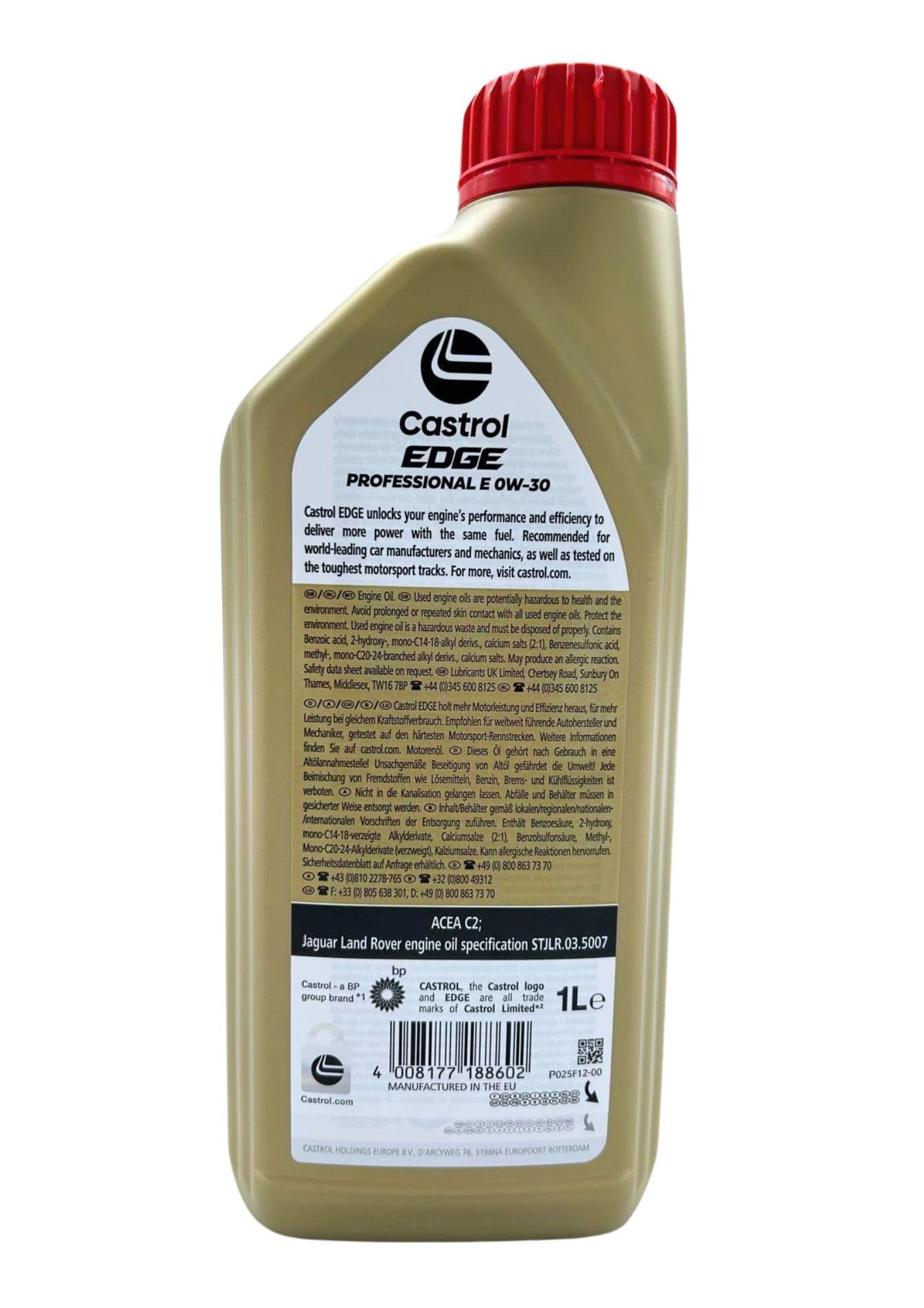 LUBRIALPHA - Olio motore Edge Professional E 0W30 | Potenziato con TITANIUM FST | Per benzina e diesel | Con Portachiavi Cavatappi | Conf. 8x1L | Olio motore 0W30