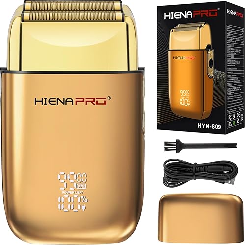 HIENA PRO Afeitadora de aluminio para hombres barbería, recortadora eléctrica doble, maquinilla de afeitar eléctrica profesional, afeitadora de