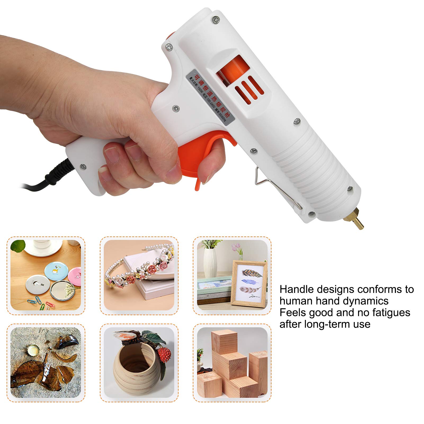 Fafeicy Pistolet do Klejenia na Gorąco o Mocy 150 W z Ceramicznym PTC, Szybkim Nagrzewaniem, automatyczną stałą temperaturą, do Napraw Wyrobów z Drewna i Tworzyw Sztucznych (wtyczka UE)