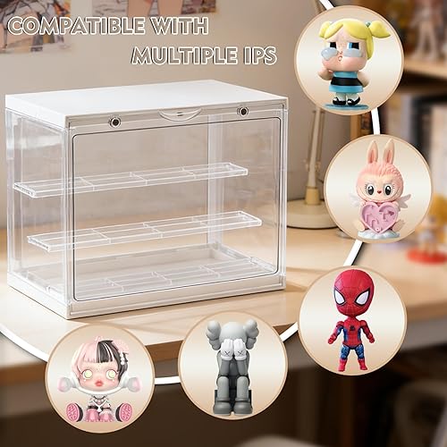 Miniatura 8 de LED Acrylic Display Case for Funko Pop, Cordless Power Stacking Showcase with 3-Tier Steps - Clear Stackable Dustproof Protector Box with Magnetic
