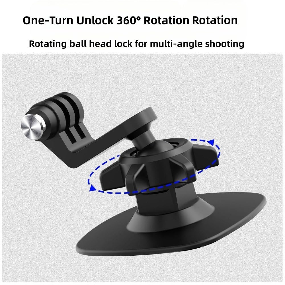 Soporte para casco de cámara de acción y base flexible giratoria de 360 grados con fuerte adherencia para soporte de TPU, color negro
