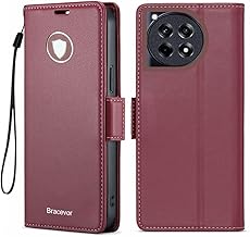 Bracevor Deluxe Leather Flip Cover case for Oneplus 12R 5G : Burgundy Red | Full Camera Cover | RFID Blocking Wallet Pockets | 360 Degree Protection