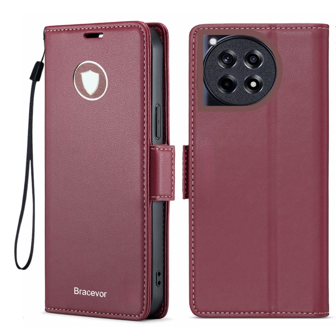 Bracevor Deluxe Leather Flip Cover case for Oneplus 12R 5G : Burgundy Red | PU Wallet Card Slots | Kickstand | 360 Degree Protection (B0D6Z22Q4H) Amazon Price History, Amazon Price Tracker