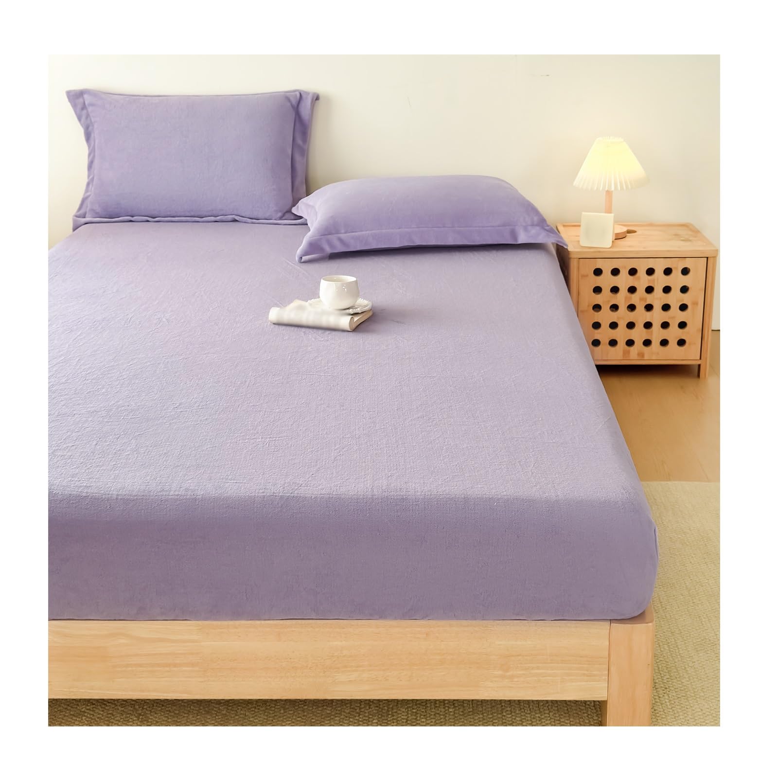 Housse de matelas violette 180x200 anti-glissement pour matelas épais