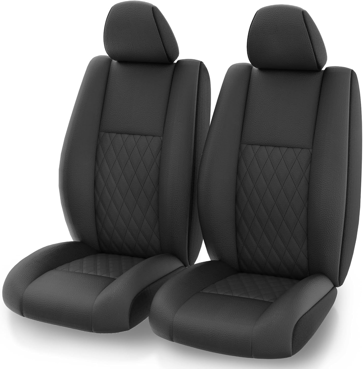 GIANT PANDA Front Faux Leather Seat Covers Custom Fit for Jeep Grand Cherokee WK2 2011-2021 Laredo Limited Overland Altitude Summit (2 Pack-Black)