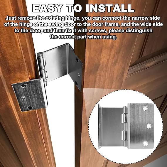 Handicap Expandable Door Hinges, Offset Door Hinges - 2 Swing Hinge in Satin Chrome