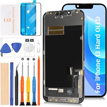OLED الصلب لاستبدال شاشة iPhone 13 LCD 6.1 بوصة [أولد صلب ، من نفس الشق] شاشة LCD تعمل باللمس Digitizer Screen Assembly A2633 A2482 A2631 A2634 A2635 مع أدوات الإصلاح