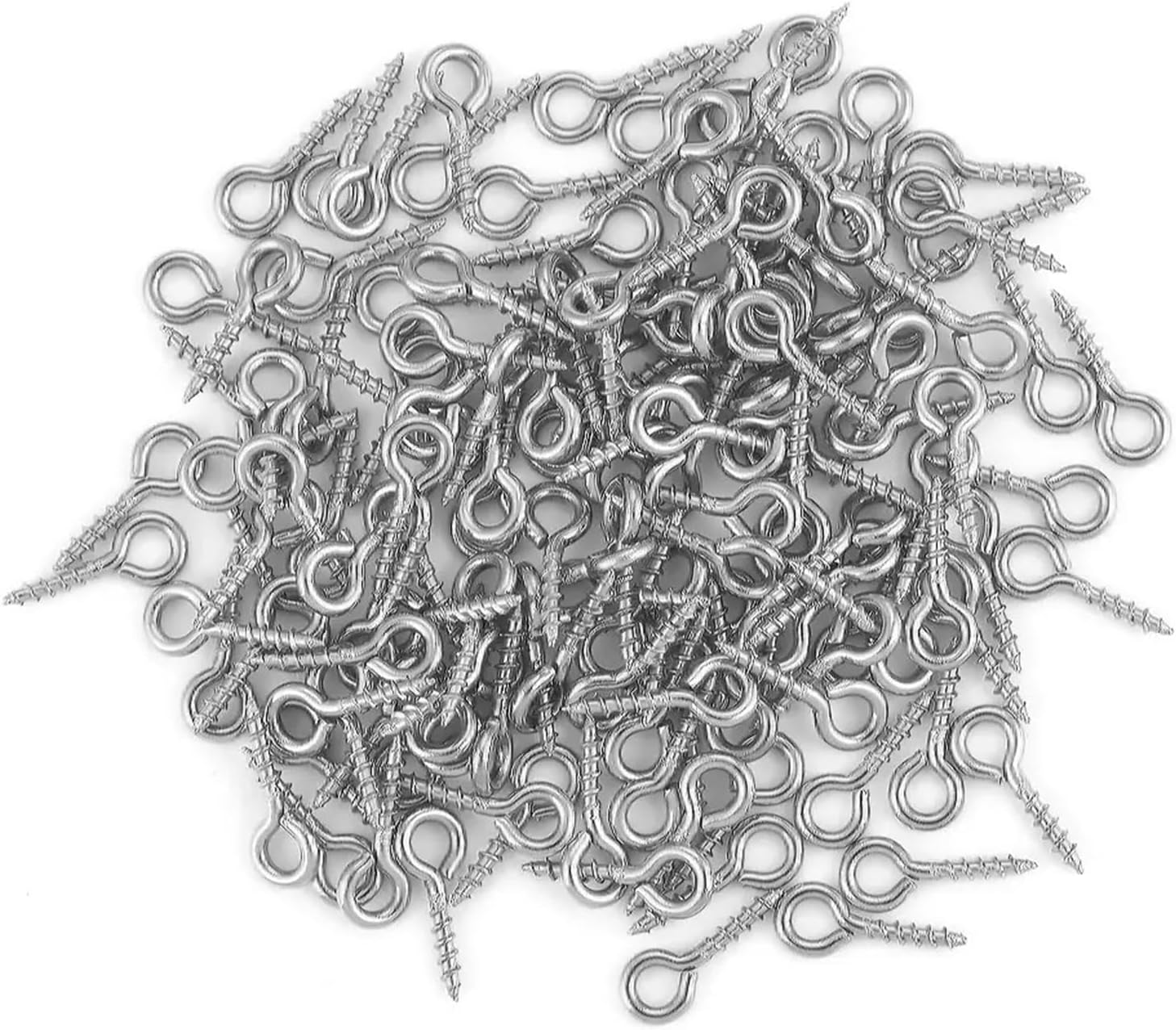 Screw Eyes 50pcs Mini Eye Pins Stainless Steel Screw Clasps Hooks Threaded Bails for Jewelry Making DIY Crafts for Hanging Artwork(5x12mm)