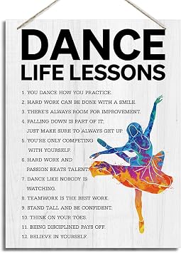 ZPPRJF Dancer Gifts, Ballet Decor, Dance Room Decor, Inspirational Ballet Wall Decor Art, Dance Life Lessons Wood Sign, Motivational Ballet Quotes Wall Art Decor Sign, Farmhouse Home Decor