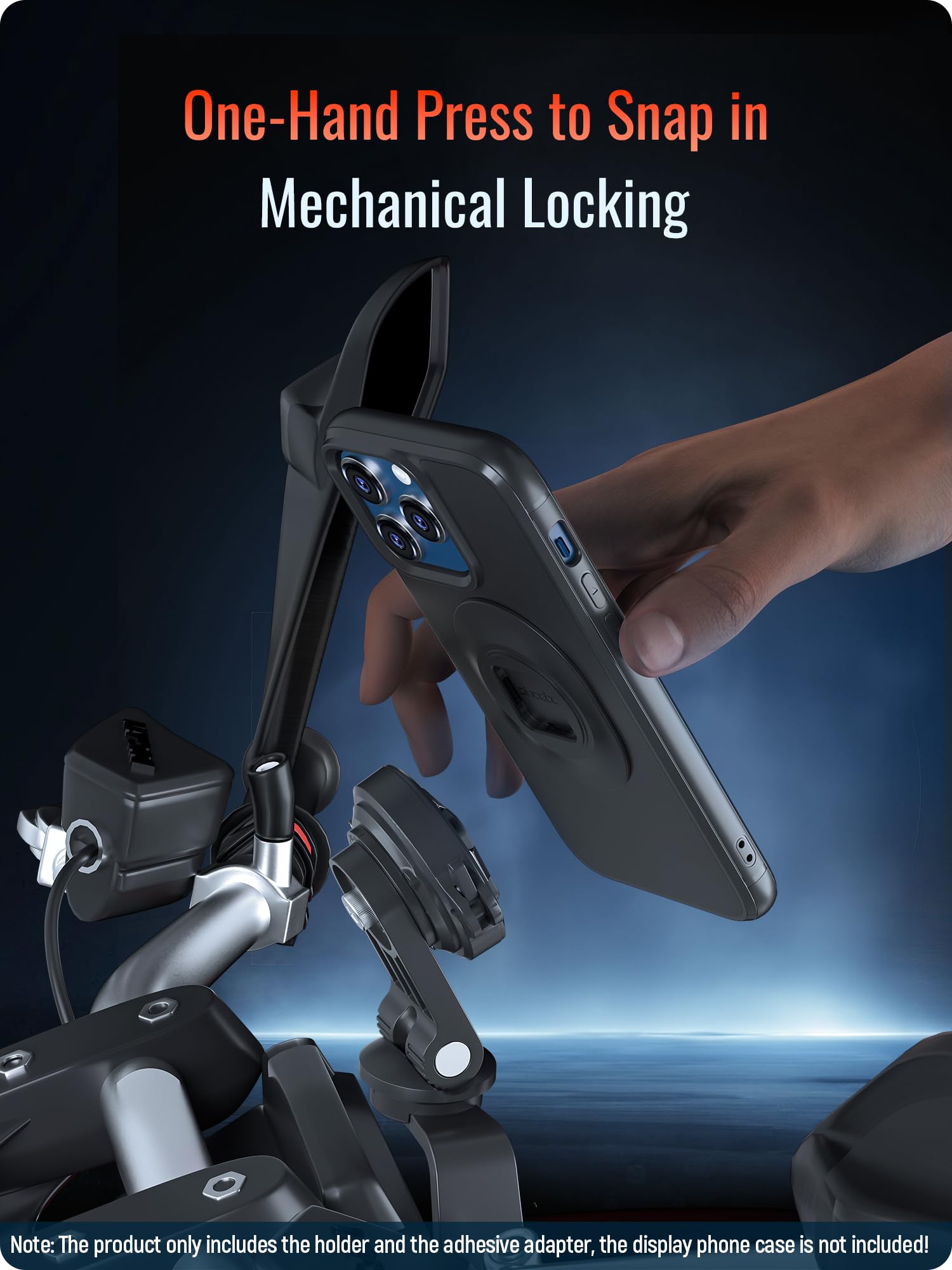 Sincetop Uchwyt na Telefon do Lusterka Motocyklowego – Uchwyt na Telefon Motocyklowy – Seria Q [Quad] – Aluminiowy Uchwyt z Szybkim Zwolnieniem – Stojak na Telefon do Moto, ATV i Skutera