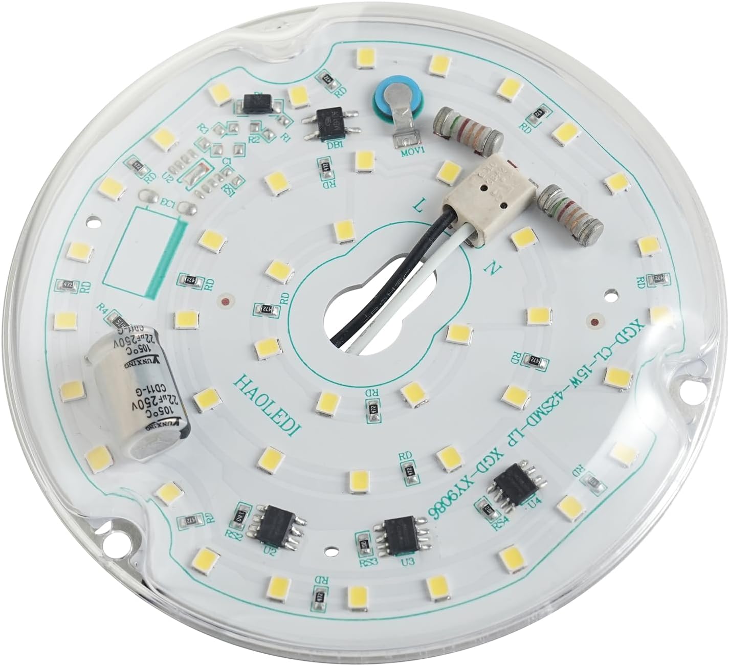 2-Pack 3.94'' 15W LED Ceiling Fan Light Retrofit Kit, Ceiling Light Replacement Panel PCB 6500K 1800LM 120V CRI90 (2-Pack White 6500K)