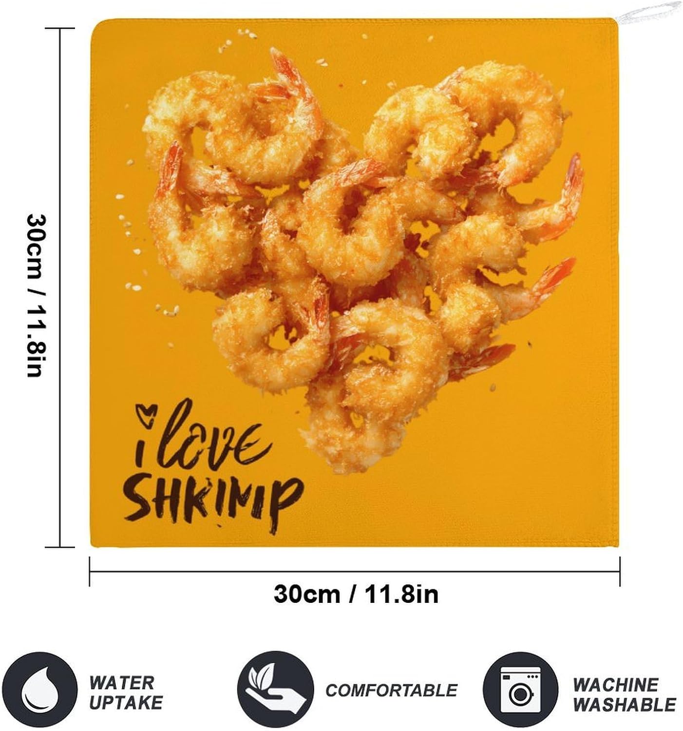 I Love Heart Shrimps Hand Towels for Bathroom Handkerchief | Absorbent,with Hanging Loop,Kitchen Towels,for Home Hotel,Soft