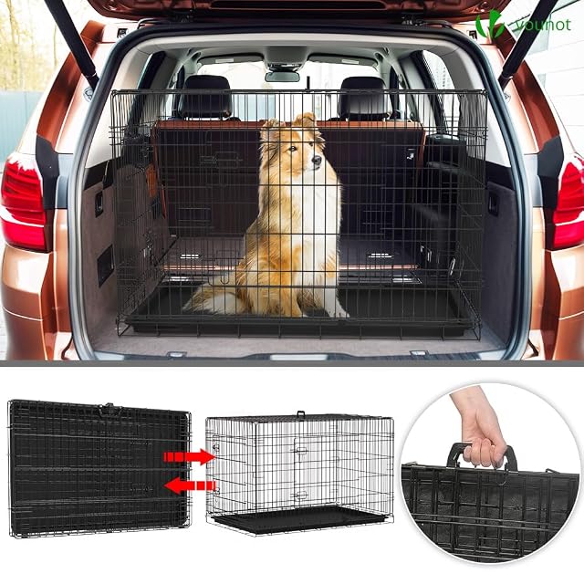 Foto 7 de 7 de VOUNOT® Jaula para Perros de Alambre Metálico de 2 Puertas