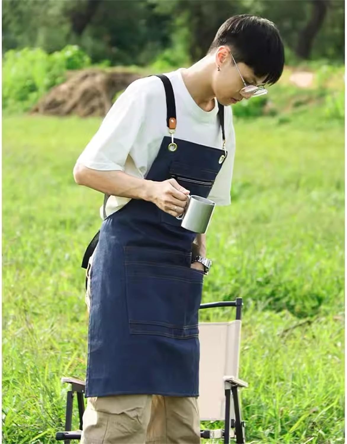 Tool Apron Canvas Outdoor Camping Gardening Floral Apron for Gardening Baking Working