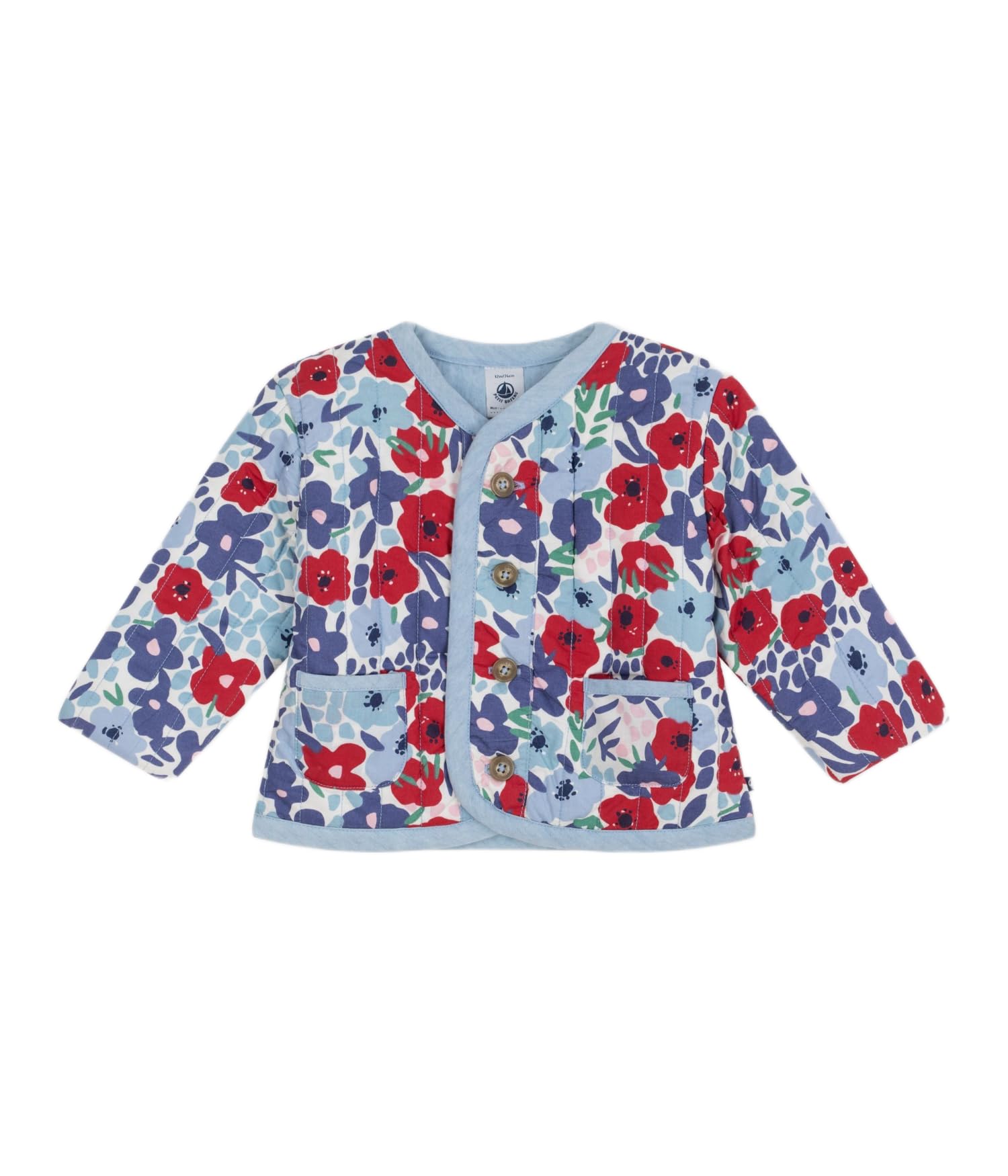 Petit Bateau Veste Bébé en Coton Matelassée, Imprimée Fleurs Blanc Multicouleur A0fls01 Vêtements JOUR Bébé fille (lot de 1)