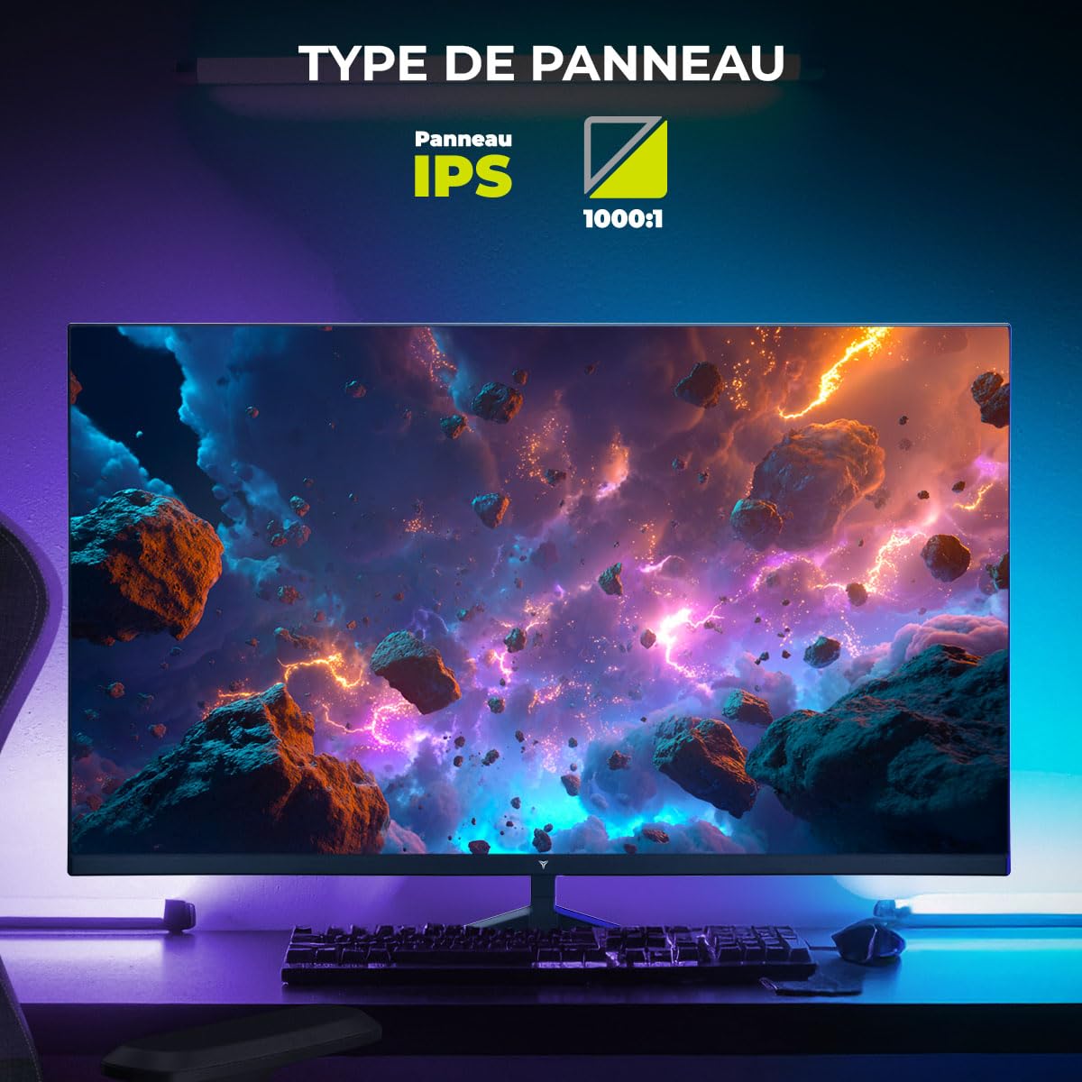 YEYIAN Elysium Écran plat Gaming 27" FHD | 1920 x 1080 | Panneau Fast IPS | View 178° | 1000:1 | 180 Hz | 16:9 | 16,7 m Couleurs | Réponse 1 ms OD | VESA | DisplayPort 1.2 HDMI 1.4 | YMF - IPF27-M1