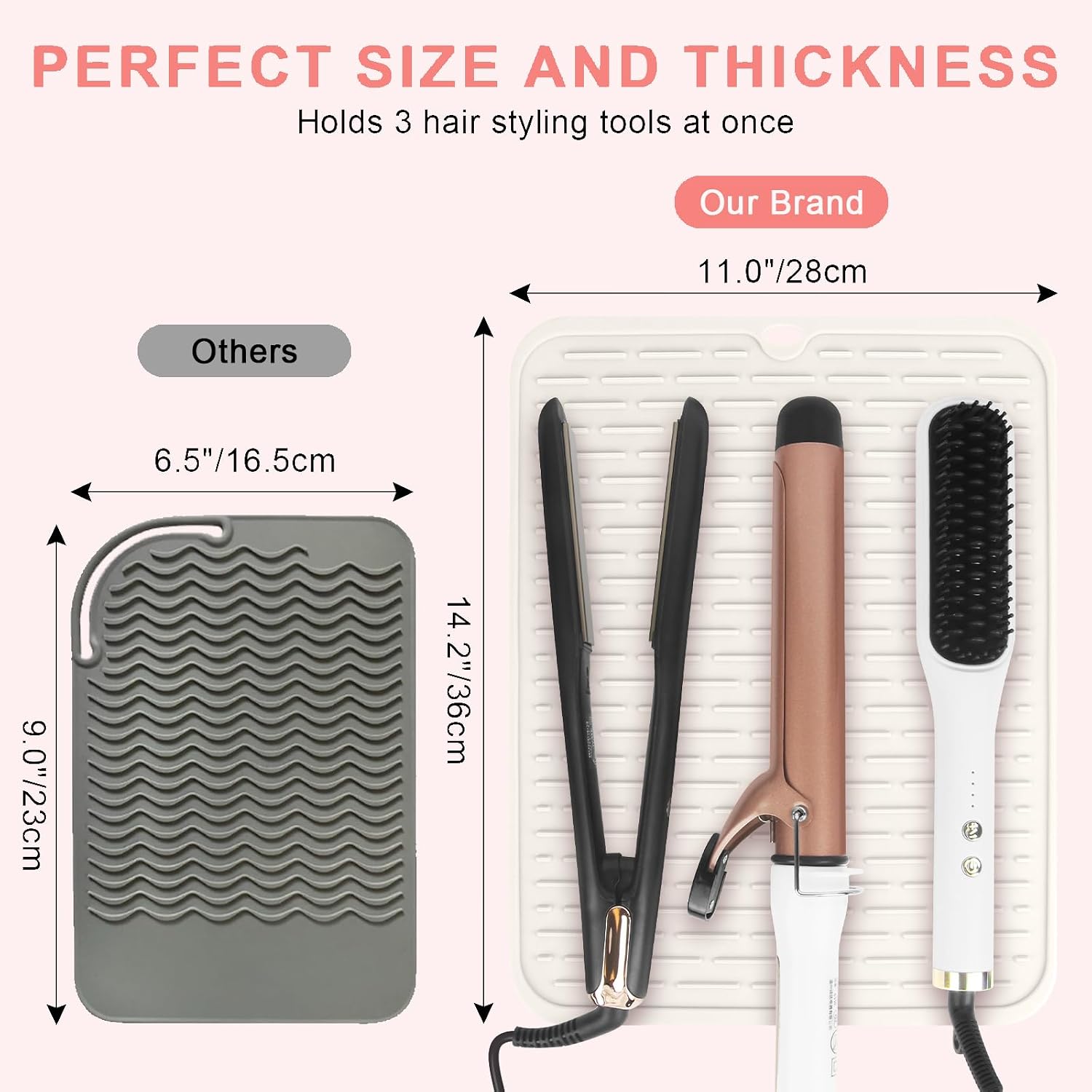 AMIJEAL Oversize Silicone Heat Resistant Mat for Hair Tools(14.2" x 11")