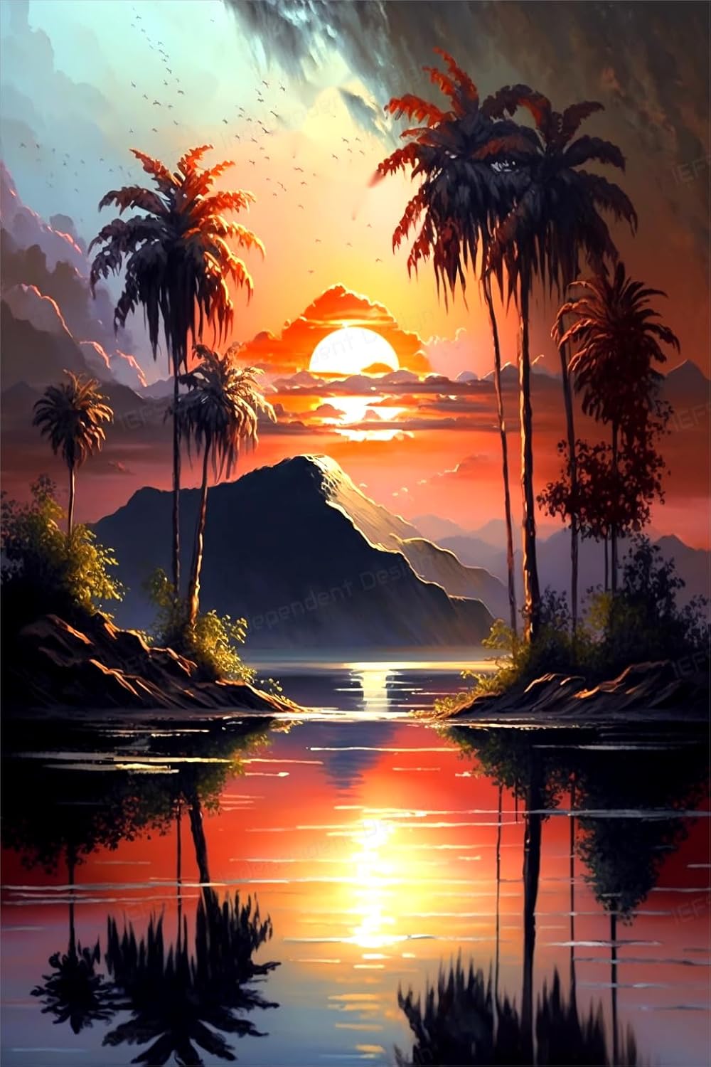 Beginner 500 Piece Jigsaw Puzzle Sunset Coconut Trees Island Wooden Jigsaw Puzzle, Take Time to Get a Sense of Accomplishment - for Unique Home Decor & Collectibles 20.5 X 15 inch