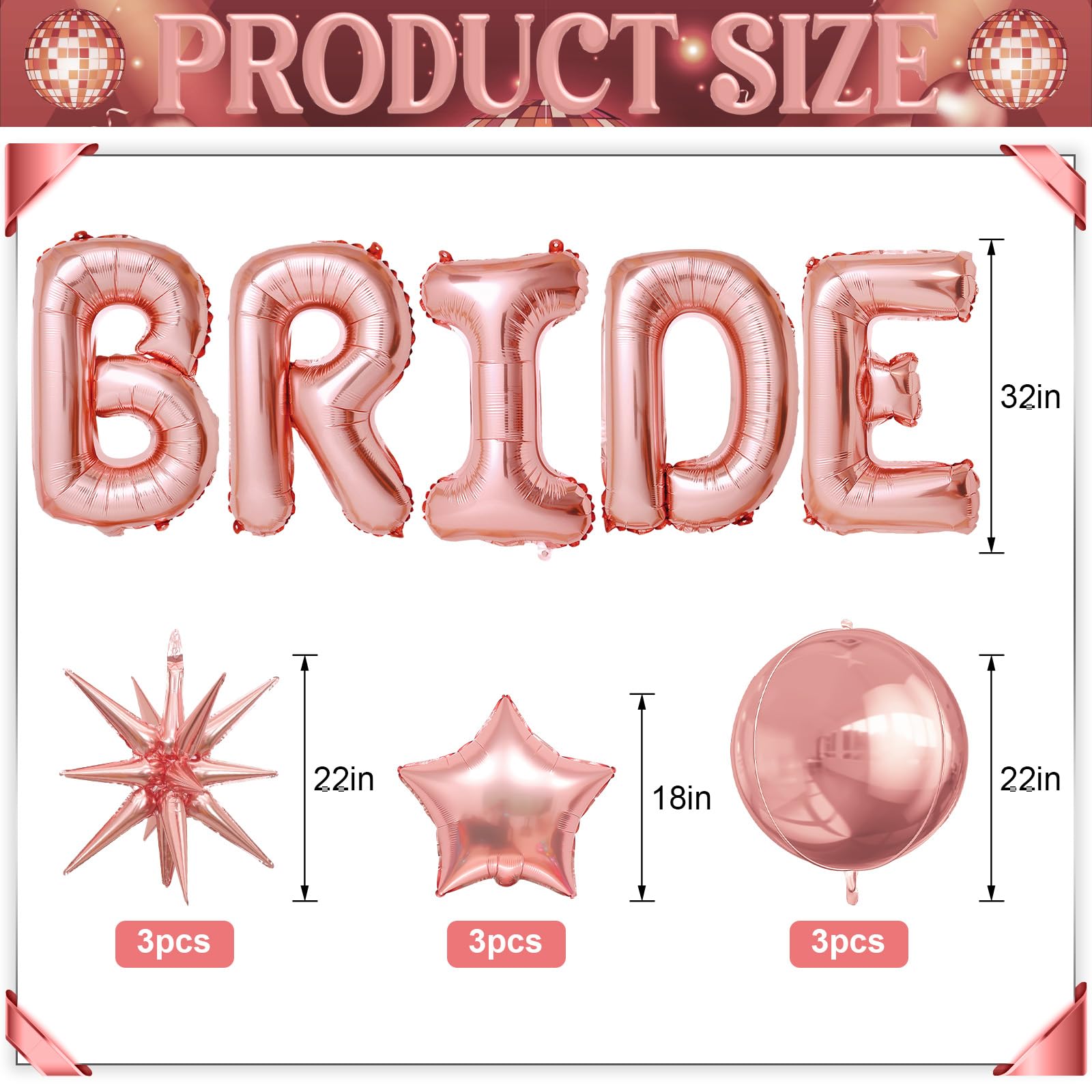 Rose Gold Bride Balloons Bachelorette Party Decorations - Image 2