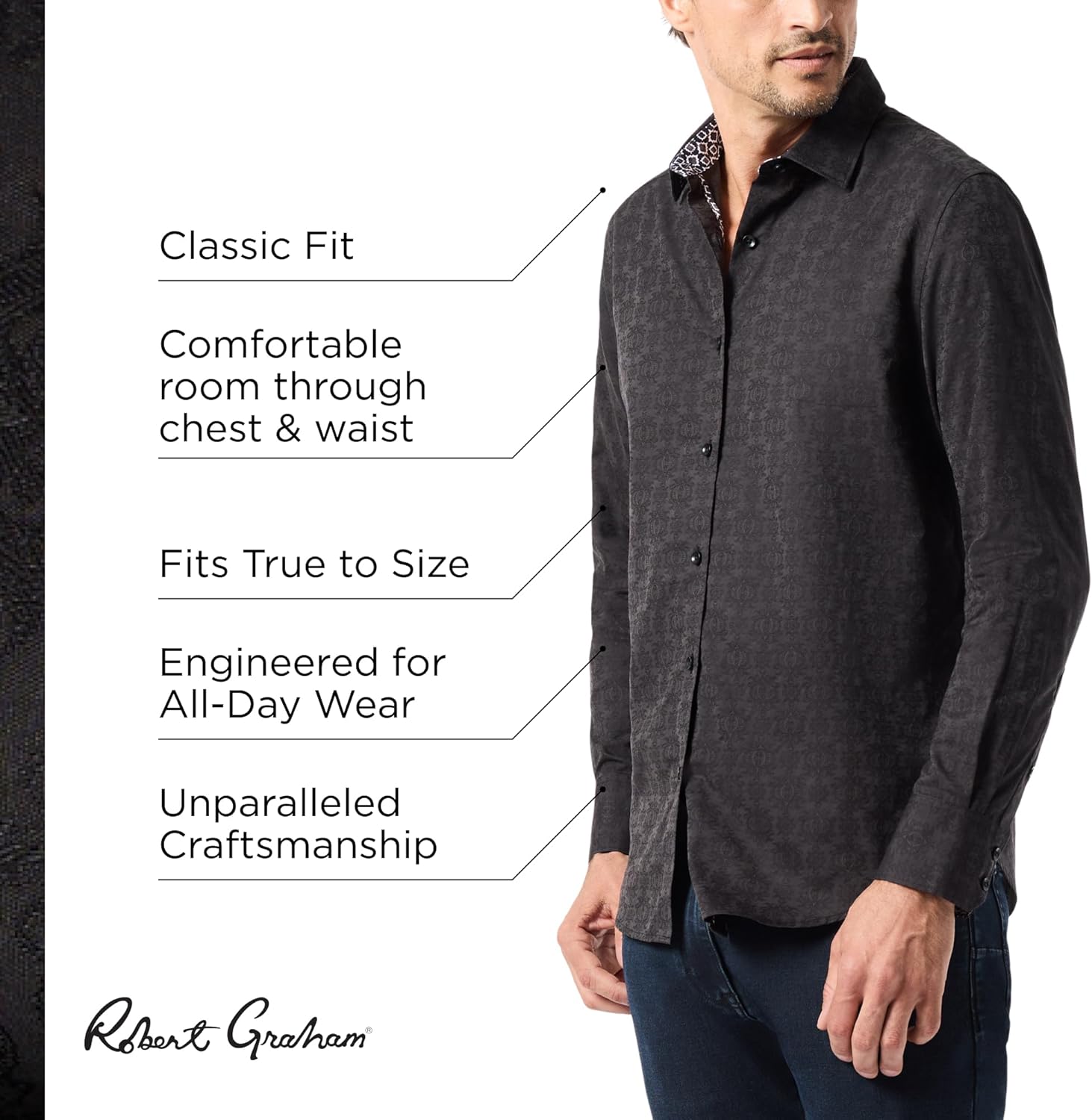 Robert Graham Mens Stellman Long Sleeve Woven Button Down Shirt - Image 4