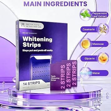 2PC Purple whitening Strips, 14 Strips(28) per Lasting Results, Enamel Safe & Low-Sensitivity, Professional Purple Whitening Strips with Non-Slip Dry Strip Technology,and Makes Your Smile Brighter