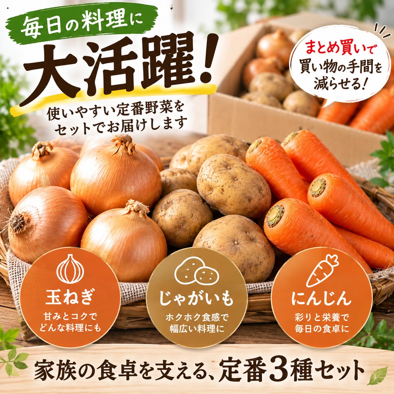 Amazon.co.jp: 【定番野菜3種セット 合計5kg】玉ねぎ 2kg じゃがいも