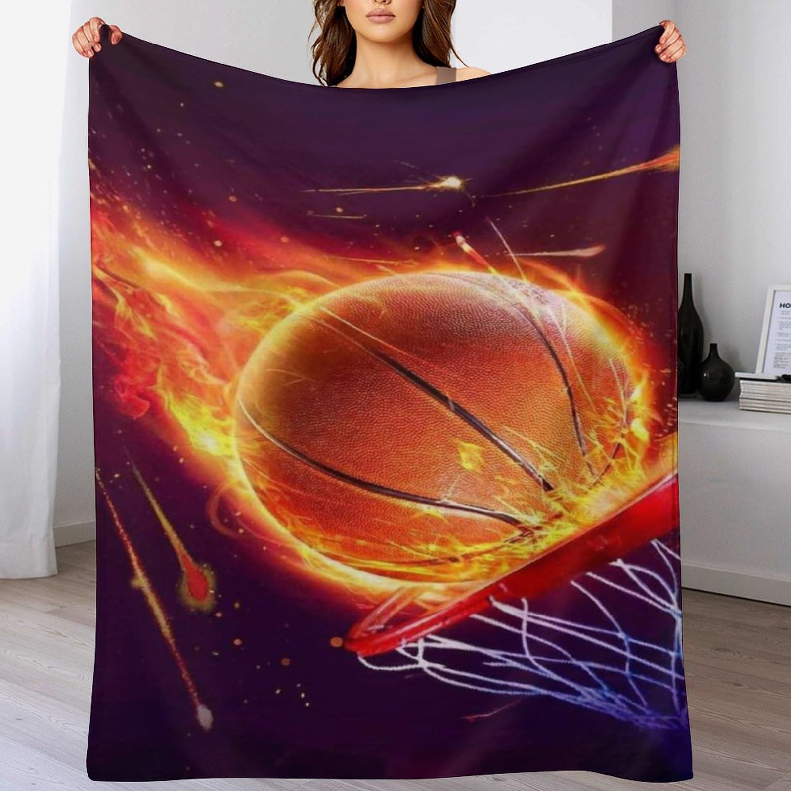 Manta de baloncesto de 150x200 cm suave para cama y sofá