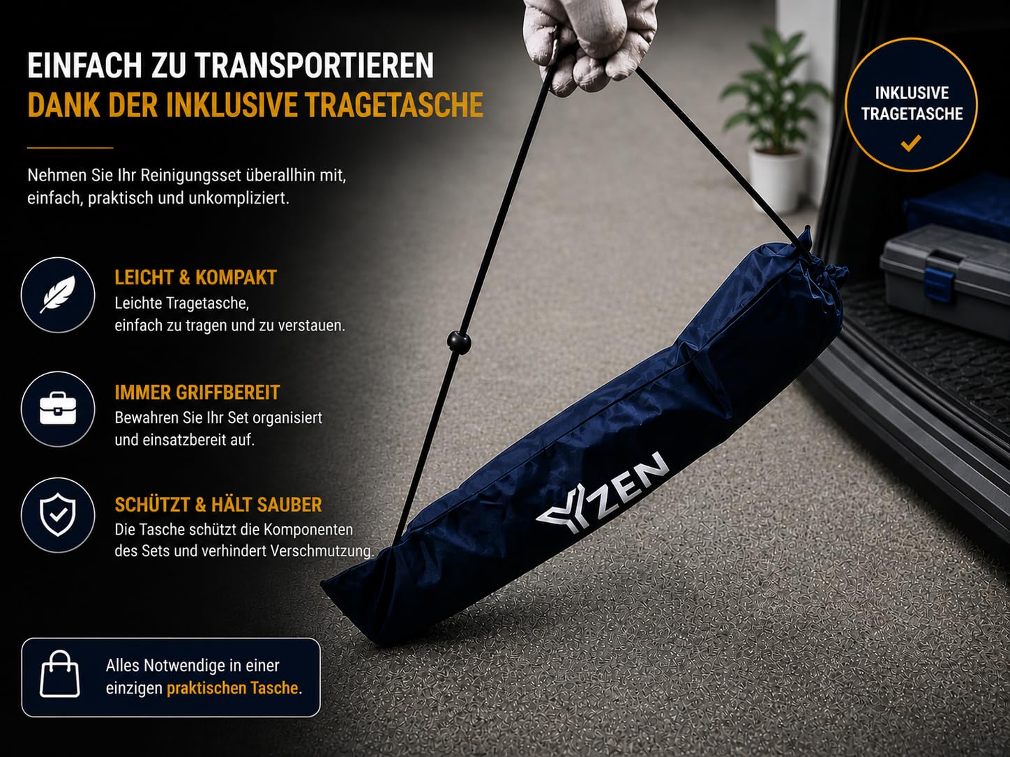 Kaminreinigungsset PROKIT Pelletofen-Reinigungsset 9 m + E-Book, Bürsten 80/100 mm, 15 Flexible Stangen, M12-Adapter, rutschfeste Handschuhe, Schutzbrille,Tasche und Reinigungsbürste.