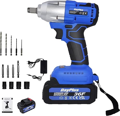 Llave de impacto inalámbrica 2 en 1, destornillador de impacto de potencia de 12 pulgada, par máximo de 309 pies-libras (420 N.m), pistola de