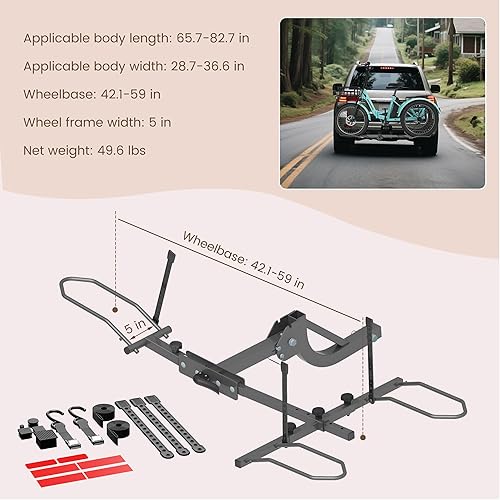 Miniatura 6 de ABORON Soporte para Triciclo, Soporte de Enganche para Triciclo de Neumáticos Gruesos de 5" para SUV, Camión, Furgoneta, RV, Se Ajusta a Receptor de